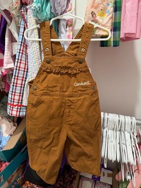 Carhartt Girls' Brown Ruffle-Trim Overalls